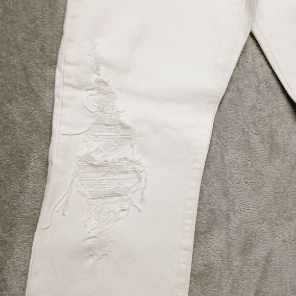 Levi's 501 Buttonfly High-Rise Women's White Distressed Raw Hem Jeans Size 29x32 - Picture 5 of 16